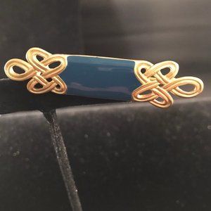 Monet Gold and Teal Blue Bar Brooch